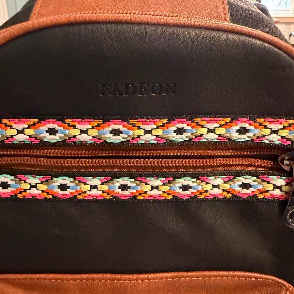 Black and Brown Women's Crossbody Bag with Colorful Accents - Picture 2 of 7